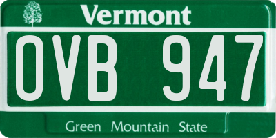 VT license plate OVB947