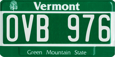 VT license plate OVB976