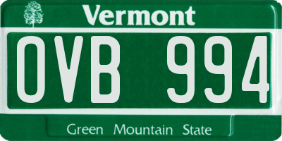 VT license plate OVB994