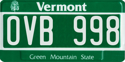 VT license plate OVB998