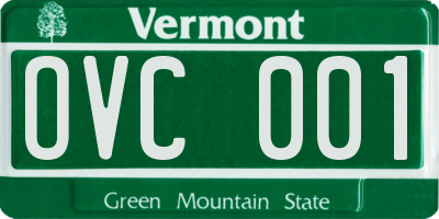 VT license plate OVC001
