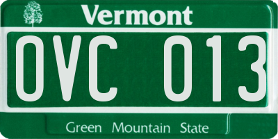 VT license plate OVC013