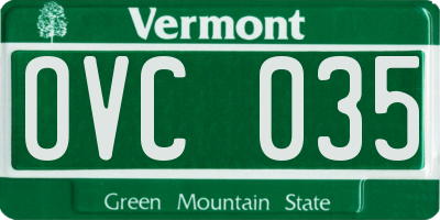 VT license plate OVC035