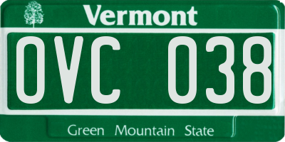 VT license plate OVC038