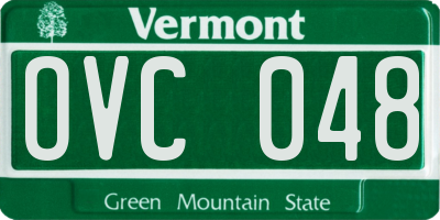 VT license plate OVC048