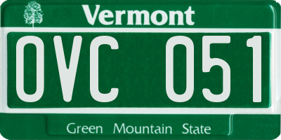 VT license plate OVC051