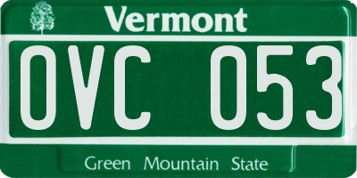 VT license plate OVC053