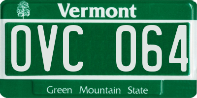 VT license plate OVC064