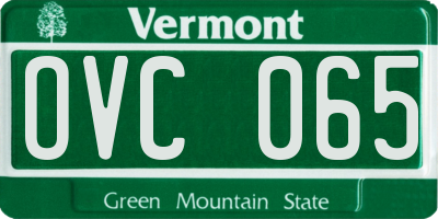 VT license plate OVC065