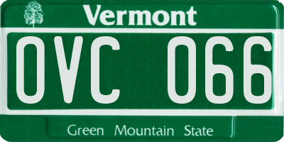VT license plate OVC066