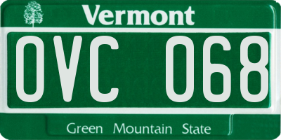 VT license plate OVC068