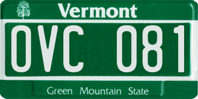 VT license plate OVC081