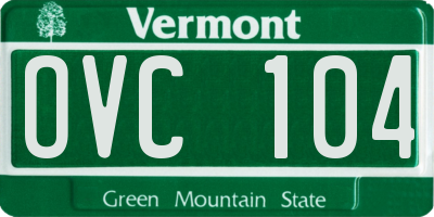 VT license plate OVC104