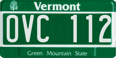 VT license plate OVC112
