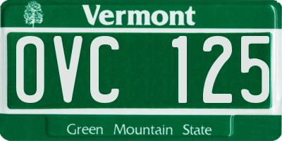 VT license plate OVC125