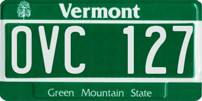 VT license plate OVC127