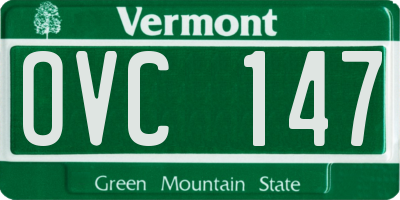 VT license plate OVC147