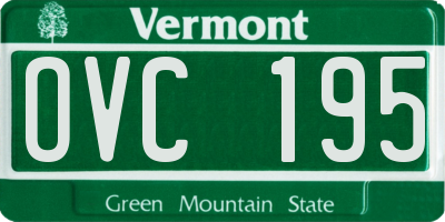 VT license plate OVC195