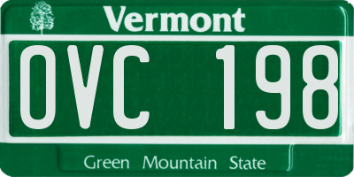 VT license plate OVC198