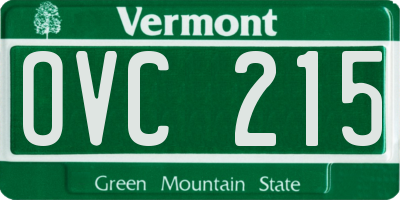 VT license plate OVC215