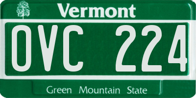 VT license plate OVC224