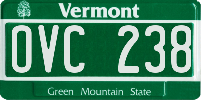 VT license plate OVC238