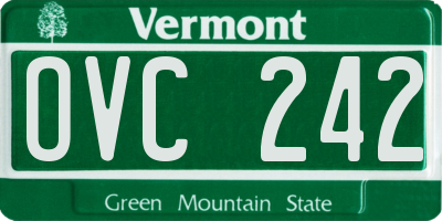 VT license plate OVC242