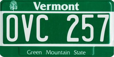 VT license plate OVC257