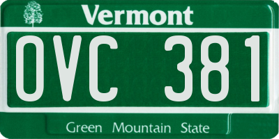 VT license plate OVC381