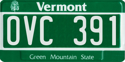 VT license plate OVC391