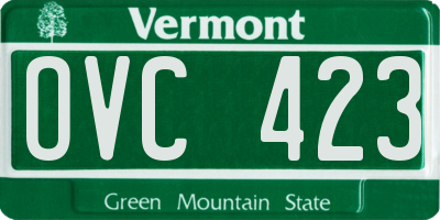 VT license plate OVC423