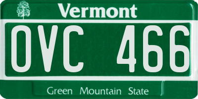 VT license plate OVC466