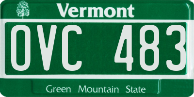 VT license plate OVC483