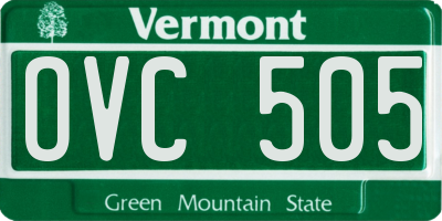 VT license plate OVC505