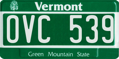VT license plate OVC539