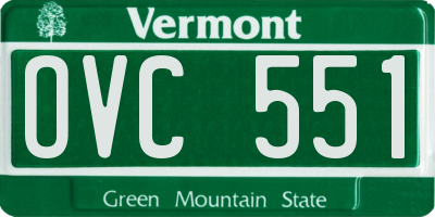 VT license plate OVC551
