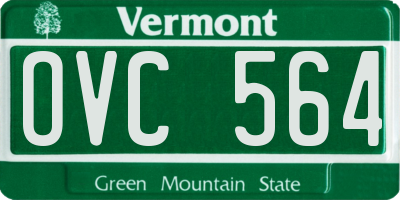 VT license plate OVC564