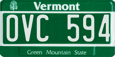 VT license plate OVC594