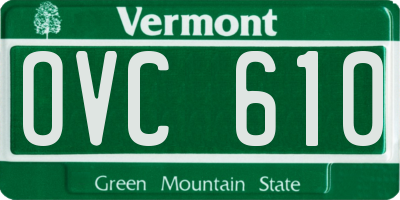 VT license plate OVC610