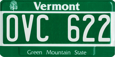 VT license plate OVC622