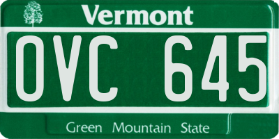VT license plate OVC645