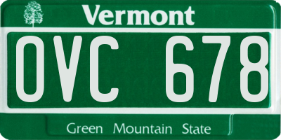 VT license plate OVC678