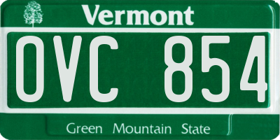 VT license plate OVC854
