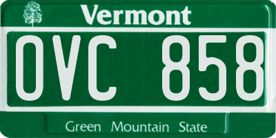 VT license plate OVC858