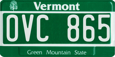 VT license plate OVC865