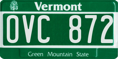 VT license plate OVC872