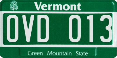 VT license plate OVD013