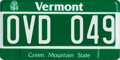 VT license plate OVD049