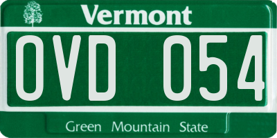 VT license plate OVD054