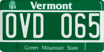 VT license plate OVD065